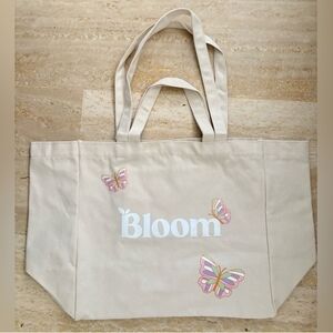 Bloom Cream Tote Bag with Floral Design